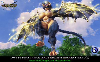anthro big_breasts breasts duo female genitals horn huge_breasts muscular muscular_female nipples tail text thick_thighs vulva wings noaidesigns mythology dragon mythological_creature mythological_scalie scalie 3d_(artwork) digital_media_(artwork) english_text hi_res url widescreen