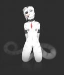 anthro areola armband biped breasts canid canine canis choker collar digital_media_(artwork) domestic_dog female fur genitals grey_inner_pussy grey_nipples grey_pussy hair humanoid_genitalia humanoid_pussy jewelry kneeling liaka_(meredies) long_tail looking_at_viewer mammal meredies multicolored_pussy navel necklace nipple_piercing nipples nude piercing pussy simple_background solo tail tongue tongue_out two_tone_pussy white_body white_fur