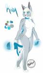 anthro biped breasts collar featureless_breasts featureless_crotch female navel nude simple_background solo standing text magic_(artist) felid mammal english_text hi_res model_sheet sketch