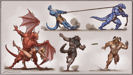 abs anthro back_spikes blue_body bottomwear chin_spikes claws clothed clothing dewclaw digitigrade duo facial_spikes feet female fingers grass group gun horn lake loincloth looking_aside male male/female male/male melee_weapon membrane_(anatomy) membranous_wings muscular muscular_anthro muscular_male nude open_mouth outside pecs plant plantigrade polearm ranged_weapon red_body running scales shirt smile spikes spikes_(anatomy) striped_body stripes tail teeth toes topless topwear weapon white_body white_stripes wings taran_fiddler mythology arkees kaydon zeckiro canid canine dragon human lizard mammal mythological_canine mythological_creature mythological_scalie reptile scalie werecanid werecanine werecreature werewolf hi_res