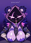 anthro areola big_breasts blush bodily_fluids breast_play breasts clothed clothing cum cumshot duo ejaculation erection eye_scar facial_scar female fur genital_fluids genitals glistening glistening_breasts hood huge_breasts male male/female nipples nude penis purple_body scar sex simple_background sweat sweaty_breasts titfuck shen_hokori epic_games fortnite raven_team_leader bear mammal digital_media_(artwork) hi_res