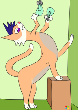 light_bulb male solo standing zenco ezeneko cat_taur domestic_cat felid felid_taur feline feline_taur felis mammal mammal_taur taur absurd_res hi_res