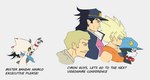 anthro big_collar blonde_hair bodily_fluids clothing collar crying group hair hat headgear headwear humor male oversized_collar super_saiyan tears text dr4k0n616 babe_please_stop bandai_namco chad_(meme) digimon digimon_ghost_game dragon_ball jojo's_bizarre_adventure klonoa_(series) yes_chad goku jotaro_kujo klonoa digimon_(species) domestic_cat felid feline felis gammamon human mammal saiyan absurd_res english_text hi_res meme