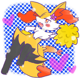 accessory ambiguous_anthro ambiguous_gender anthro biped blush blush_stickers dipstick_tail dutch_angle featureless_crotch flower flower_in_hair food front_view hair hair_accessory hand_on_hip heart_symbol looking_at_viewer markings object_in_tail on_one_leg open_:3 open_mouth open_smile plant pom_poms shrimp_(food) simple_background smile snout solo standing tail tail_markings annyui0611 nintendo pokemon braixen canid generation_6_pokemon mammal pokemon_(species) 1:1 2024 digital_drawing_(artwork) digital_media_(artwork) full-length_portrait hi_res japanese_description portrait translated_description