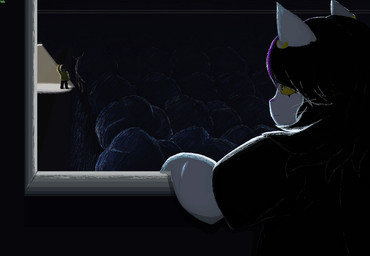 andromorph anthro big_ears black_hair clothed clothing detailed_background detailed_fur duo ear_piercing female fur hair intersex piercing pixelated white_body white_fur pachiimochii deltarune undertale_(series) catti_cattenheimer kris_dreemurr domestic_cat felid feline felis human humanoid mammal absurd_res detailed digital_media_(artwork) hi_res pixel_(artwork) pyxel_edit_(artwork)