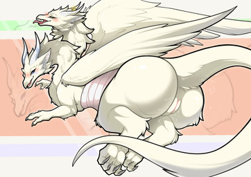 2_heads 2_horns 4_toes anthro anus bandage bandaged_body beverage big_butt blue_eyes blush bodily_fluids butt butt_focus claws digitigrade feathered_wings feathers feet female feral finger_claws fur genital_fluids genitals green_eyes horn horn_jewelry horn_ring jewelry lying multi_head open_mouth paws red_blush red_vulva ring_(jewelry) shy simple_background smile solo spread_wings tea toe_claws toes tongue tongue_out vaginal_fluids vulva wings unknown_artist european_mythology greek_mythology mythology fnly_fez dragon furred_dragon furred_scalie hydra mythological_creature mythological_scalie scalie western_dragon 4:3 absurd_res hi_res