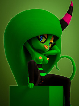 anthro big_breasts blue_eyes breasts eyeshadow female genitals green_background green_hair hair hands_behind_head horn long_hair looking_at_viewer makeup nipples not_furry nude nude_female simple_background smile solo tail vulva yellow_eyeshadow yellow_nipples yellow_sclera rarequinez the-doomguysfm sega sonic_the_hedgehog_(series) the_deadly_six zeena alien horned_humanoid humanoid zeti 2025 3d_(artwork) digital_media_(artwork) hi_res source_filmmaker_(artwork)