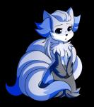 anthro chibi female multi_tail simple_background solo tail white_background freeze-pop88 nintendo pokemon aiko_the_ninephox_(character) fan_character canid canine delphox generation_1_pokemon generation_6_pokemon hybrid mammal ninetales pokemon_(species) alpha_channel hi_res