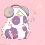 alternate_color alternate_form alternate_species anthro blush electronics eyes_closed female fur fur_markings hair headphones markings musical_note musical_symbol pink_nose pink_paws purple_body purple_fur simple_background solo symbol whiskers white_body white_fur white_hair lunarpanda8686 mika_(lunarpanda8686) cricetid hamster mammal rodent 1:1