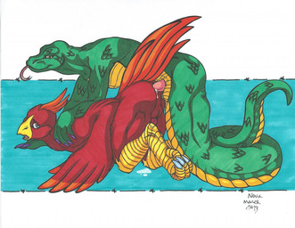 4_toes all_fours anal anal_penetration anisodactyl anthro anthro_on_anthro anthro_penetrated anthro_penetrating anthro_penetrating_anthro anthrofied apode ass_up avian_feet backsack balls beak bent_over butt claws doggystyle duo feathers feet forked_tongue from_behind_position genitals green_body green_scales legless male male/male male_penetrated male_penetrating male_penetrating_male multicolored_body multicolored_feathers multicolored_scales nude open_beak open_mouth orange_body orange_scales penetration penile penile_penetration penis red_body red_feathers scales scutes serpentine sex side_view tail tail_feathers talons toe_claws toes tongue yellow_beak yellow_body yellow_scales severedmind european_mythology greek_mythology harry_potter_(series) mythology fawkes_(harry_potter) avian bird draconcopode mythological_avian mythological_basilisk mythological_bird mythological_creature mythological_firebird mythological_scalie naga phoenix reptile scalie snake 2013 dated marker_(artwork) pen_(artwork) shaded traditional_media_(artwork)