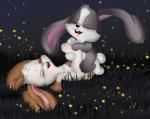 anthro brown_body brown_fur buckteeth cuddling duo eyes_closed female fur grass grey_body grey_fur long_ears male male/female night orgasm paws plant sex teeth white_body white_fur young young_anthro onstatobol jamster snuggelina snuggle_bunny domestic_rabbit hare lagomorph leporid lop_rabbit mammal oryctolagus rabbit hi_res