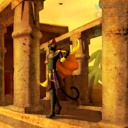 cape clothed clothing detailed_background egyptian feet hair paws sunset tail andy_234 domestic_cat felid feline felis mammal 1:1 hi_res watermark