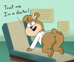 3_toes all_fours anthro anus barefoot bottomless butt clothed clothing dialogue feet female genitals looking_back open_mouth presenting presenting_hindquarters pussy soles solo text toes impstripe hanna-barbera jellystone_(hbo_max) yogi_bear cindy_bear bear mammal 2021 english_text hi_res