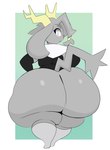 2_horns accessory anthro antlers big_butt blue_eyes bottomless bottomless_anthro bottomless_female butt clothed clothing female female_anthro floppy_ears grey_body grey_ears grey_eyes grey_tail grey_tail_tuft hair_accessory hair_ring horn huge_butt huge_hips huge_thighs hyper hyper_butt looking_at_viewer looking_back looking_back_at_viewer lop_ears shirt solo tail tail_tuft thick_thighs topwear tuft wide_hipped_anthro wide_hipped_female wide_hips yellow_antlers arizonathevixen pseudoregalia sybil_(pseudoregalia) bovid caprine goat jackalope lagomorph leporid mammal rabbit 2024 absurd_res colored digital_drawing_(artwork) digital_media_(artwork) full-length_portrait hi_res portrait