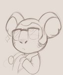 anthro clothing eyewear jacket male simple_background solo sunglasses topwear dandi animal_crossing nintendo eugene_(animal_crossing) koala mammal marsupial vombatiform monochrome sketch