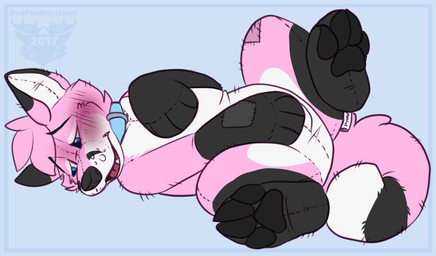 ambiguous_gender anthro black_body blue_collar blue_eyes blush collar featureless_crotch flustered looking_away masturbation null null_masturbation null_stimulation pink_body plushie rubbing simple_background solo stitch_(sewing) white_body skylardoodles pj_(purplejunkie) pjfox_(character) animate_inanimate canid canine fox living_plushie mammal