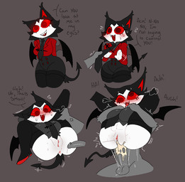 accessory anus arm_tuft balls black_body black_ears black_fur black_high_heeled_boots black_necktie black_text black_wings blush blush_lines blushing_profusely bodily_fluids butt cheek_tuft clothing clothing_pull cross-popping_vein cum cum_explosion cum_in_vagina cum_inside cum_on_penis dialogue duo ear_tuft ejaculation facial_tuft female flying_sweatdrops fur genital_fluids genitals glistening glistening_clothing glistening_genitalia glistening_penis glistening_vulva grey_background grey_balls grey_body grey_clothing grey_fur grey_penis grey_shirt grey_topwear holding_both_legs inner_labia leaking_precum leg_grab male male/female membrane_(anatomy) membranous_wings midair motion_lines necktie necktie_pull open_mouth penetration penis pink_anus pink_inner_labia pink_vulva precum red_clothing red_eyes red_inner_ear red_sclera red_shirt red_topwear saliva saliva_on_tongue saliva_string sharp_teeth shirt simple_background spade_tail spiral spiral_eyes steamy_breath sweat sweatdrop sweaty_butt sweaty_face tail tail_tuft teeth text tongue tongue_out topwear translucent_speech_bubble tremble_lines tremble_spikes tuft vaginal vaginal_fluid_string vaginal_fluids vaginal_penetration vaginal_squirting vulva white_body white_face white_fur white_vulva wings snazzle_snapp felid feline mammal vampire 2026 comic multiple_scenes