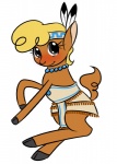 accessory beads blush clothing dress feathers female feral headband hooves solo tail young young_female young_feral kloudmutt friendship_is_magic hasbro my_little_pony little_strongheart_(mlp) american_bison bison bovid bovine mammal digital_media_(artwork)