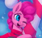 female feral hair one_eye_closed open_mouth pink_hair solo rodrigues404 friendship_is_magic hasbro my_little_pony pinkie_pie_(mlp) earth_pony equid equine horse mammal pony 2017