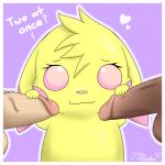 balls bestiality border dark_body dark_skin erection female feral genitals group group_sex handjob heart_symbol human_on_feral humanoid_genitalia humanoid_penis interspecies male male_on_feral penile penis pokephilia sex text threesome trio white_border milachu92 nintendo pokemon fan_character milachu generation_1_pokemon human mammal pikachu pokemon_(species) rodent 1:1 2015 english_text