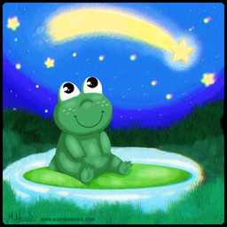 anthro grass lily_pad night plant pond smile solo star marinaneira amphibian frog 1:1 hi_res unavailable_at_source