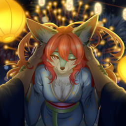 ambiguous_gender anthro asian_clothing breasts claws clothing duo east_asian_clothing evening female festival fireworks first_person_view fluffy fur hair holidays human_pov japanese_clothing karthrina kimono lamp lantern lights nails night pointy_ears prick_ears red_hair solo_focus tail dori-du canid canine fox human mammal 1:1 absurd_res digital_media_(artwork) hi_res