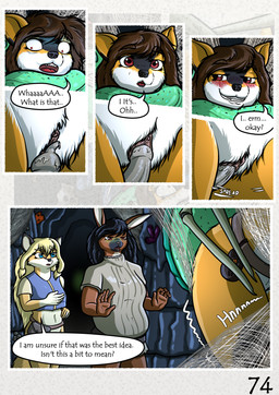 beasty belly bestiality bound breasts brown_hair curled_tail dialogue dog_tail fantasy female feral genitals hair large_spitz long_hair male male/female medieval medium_breasts penis ponytail red_eyes sex tail vulva white_belly yellow_body conditional_dnp zaiksmckraven tqfq madlaine_mckraven canid canine canis domestic_dog german_spitz mammal monster pomeranian spitz absurd_res comic hi_res