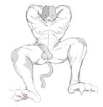 anthro biceps feet foreskin genitals humanoid_genitalia humanoid_penis male muscular paws pecs penis pose presenting soles solo carbonkream epic_games fortnite meowscles calico_cat domestic_cat felid feline felis mammal hi_res sketch