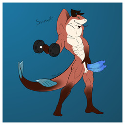 2_penises 4_arms abs animal_genitalia anthro belly biceps big_muscles biped border erection exercise facial_hair fin fingers flexing forked_tongue genital_slit genitals gloves_(marking) goatee green_eyes horn leg_markings looking_at_viewer male markings multi_arm multi_genitalia multi_limb multi_penis muscular muscular_anthro muscular_male nude orange_body pecs penis pose presenting presenting_penis shark_tail shark_teeth sharp_teeth simple_background smile smirk socks_(marking) solo standing tail teeth teeth_showing text tongue tongue_out weightlifting white_belly white_body white_border workout bbear mythology aquatic dragon fish mythological_creature mythological_scalie reptile scalie shark snake 1:1 2025 absurd_res dated digital_media_(artwork) hi_res pinup signature