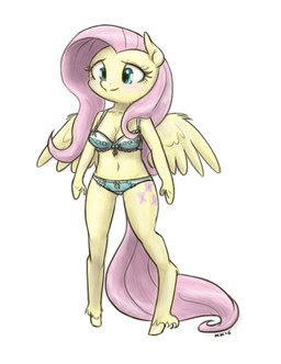 anthro back_wings blue_eyes blush bra breasts cleavage clothed clothing feathered_wings feathers female fetlocks fur hair hoof_hands hooves long_hair navel panties pink_hair pink_tail simple_background smile solo standing tail underwear underwear_only unguligrade white_background wings yellow_body yellow_fur king-kakapo friendship_is_magic hasbro my_little_pony mythology fluttershy_(mlp) equid equine mammal mythological_creature mythological_equine pegasus 2016 full-length_portrait hi_res portrait