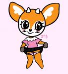 anthro blush bottomwear clothed clothing clothing_lift female panties simple_background skirt skirt_lift solo underwear white_background yiffnotgif aggretsuko sanrio tsunoda_(aggretsuko) antelope bovid gazelle mammal thomson's_gazelle true_antelope