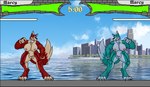 alternate_color animal_genitalia anthro balls big_balls big_breasts black_border border breasts canid canine canis character_name city city_background duo fighting_game fighting_game_ui fighting_pose fully_sheathed fur game_screen gameplay_mechanics genitals green_body green_fur gui gynomorph health_bar hi_res intersex mammal marcy's_lewd_images marcy_(marcy's_lewd_images) multicolored_body multicolored_fur muscular muscular_gynomorph muscular_intersex mythological_canine mythological_creature mythology nipples pose red_body red_fur sheath thick_thighs timer two_tone_body two_tone_fur unusual_eyes werecanid werecanine werecreature werewolf wolf