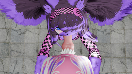 accessory anthro arm_warmers armwear birthmark blue_eyes clothing duo fellatio female first_person_view genitals headband heterochromia hip_grab looking_at_viewer male male/female markings oral oral_penetration penetration penile penis pink_body purple_body seductive sex burtrevolution burtrevolution_(burtrevolution) deadrevolution_(burtrevolution) canid canine fox mammal 16:9 3d_(artwork) digital_media_(artwork) hi_res widescreen