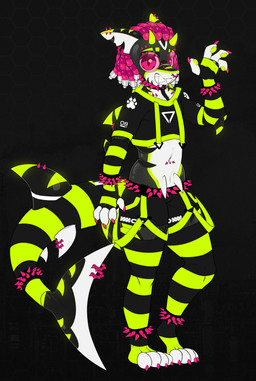 anthro armor clothing collar collarbone_piercing dreadlocks ear_piercing eating eyebrow_piercing eyewear facial_piercing fin fin_piercing furgonomic_piercing furgonomics glasses glowing glowing_body glowing_horn glowing_tongue handwear horn latex latex_body legwear long_tongue male nose_piercing nose_ring pawpads piercing ring_piercing shark_tail solo spiked_collar spikes stockings streetwear tail tail_piercing techwear tongue tongue_piercing weapon flightov ellie_shark_(electrum) aquatic fish latex_creature shark absurd_res full-length_portrait hi_res portrait