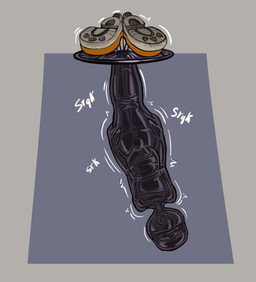 anthro beak black_latex bound bulge clothing encasement footwear footwear_only latex male mostly_nude motion_lines mummification shoes shoes_only simple_background skinsuit solo sound_effects squeaking struggling tight_clothing tight_fit trapped owy cave_diver_meme owy_(character) avian bird owl hi_res