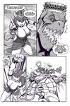 4_fingers action_scene anthro armband big_breasts black_sclera bodily_fluids bowser bowsette_meme bracelet breasts choker claws clothing comic crown demon dialogue english_text female fingers fungus hair headgear hi_res horn humanoid humanoid_pointy_ears jewelry jugem_(pencils) koopa leotard male mario_bros meme monochrome muscular muscular_male mushroom necklace nintendo pencils_(artist) red_hair reptile_tail saliva scalie sharp_teeth shell simple_background sound_effects speech_bubble speed_lines spiked_armband spiked_bracelet spiked_choker spiked_shell spikes spikes_(anatomy) strapless_clothing strapless_leotard super_crown super_star teeth text toned_body vein