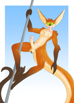 balls genitals male nude penis pole pubes solo stripper tongue heart0fink_(artist) monster hi_res smaller_version_at_source