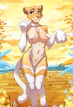 anthro blue_eyes breasts cosplay crossover_cosplay female fur solo tail yellow_body yellow_fur damn_lasso_tool capcom darkstalkers disney the_lion_king felicia_(darkstalkers) nala_(the_lion_king) felid lion mammal pantherine 2023 crossover hi_res