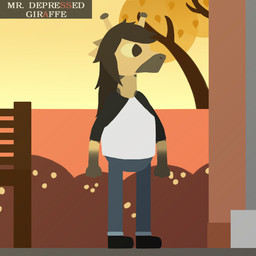 anthro autumn autumn_leaves bench black_clothing black_footwear bottomwear brown_hair clothed clothing curb dark_hair denim denim_bottomwear denim_clothing detailed_background footwear fur fur_markings gloves_(marking) hair horn jeans long_hair long_neck male markings multicolored_body multicolored_clothing multicolored_fur multicolored_topwear ossicone pants plant shrub sky solo spots spotted_body spotted_fur style_emulation topwear tree two_tone_body two_tone_clothing two_tone_fur two_tone_topwear wall_(structure) yellow_sky mr.depressed_giraffe night_in_the_woods aaron_walker giraffe giraffid mammal 1:1 full-length_portrait lineless portrait watermark