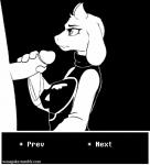 anthro duo erection female female_focus foreskin genitals handjob humanoid_genitalia humanoid_penis male male/female nude penile penis sex solo_focus text wasajoke undertale undertale_(series) toriel boss_monster_(undertale) bovid caprine mammal 2d_animation aliasing animated digital_media_(artwork) monochrome motion_tweening short_playtime