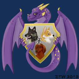emblem logo nursery shield solo tail wings zhekathewolf mythology canid canine canis domestic_dog dragon herding_dog mammal mythological_creature mythological_scalie pastoral_dog scalie welsh_corgi 1:1 alpha_channel icon