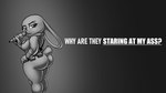 anthro big_butt breasts butt carrot clothing ears_down female food huge_butt looking_at_viewer looking_back pen pivoted_ears plant police police_uniform solo text thick_thighs uniform vegetable omegasunburst disney everyone_is_so_mean_to_me judy_hopps_allegation_challenge zootopia judy_hopps lagomorph leporid mammal rabbit 16:9 2022 4k absurd_res english_text hi_res meme monochrome widescreen