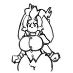 anthro antlers big_breasts biped breast_expansion breasts bursting_breasts button_(fastener) button_pop clothing expansion featureless_breasts female female_anthro flashing floppy_ears horn huge_breasts long_ears lop_ears solo standing thick_thighs topwear torn_clothing vest wardrobe_malfunction backstreetcrab pseudoregalia sybil_(pseudoregalia) bovid caprine felid feline goat jackalope lagomorph leporid mammal rabbit 1:1 2024 2d_animation animated black_and_white digital_drawing_(artwork) digital_media_(artwork) monochrome short_playtime sketch