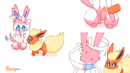 animal_genitalia animal_penis big_tail blue_eyes blue_inner_ear blush bodily_fluids duo eyebrows eyelashes female female_feral feral fur genitals leg_grab looking_at_another looking_at_genitalia looking_at_penis male male_feral neck_tuft open_mouth orange_body orange_ears orange_fur penis pink_body pink_ears pink_fur pink_tail simple_background sweat tail tuft white_background white_body white_fur yellow_body yellow_fur yellow_tail xammyxx nintendo pokemon eeveelution flareon generation_1_pokemon generation_6_pokemon pokemon_(species) sylveon 16:9 2025 digital_media_(artwork) hi_res ibispaint_(artwork) sequence shaded signature watermark widescreen