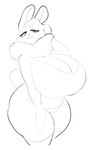 anthro big_breasts breasts circle_eyebrows curvy_anthro curvy_female curvy_figure eyebrows female front_view fur huge_breasts lidded_eyes mouth_closed narrowed_eyes neck_tuft simple_background solo tail thick_eyebrows thick_thighs tuft voluptuous voluptuous_anthro voluptuous_female white_background shakotanbunny hazel_(shakotanbunny) lagomorph leporid mammal rabbit 2024 digital_drawing_(artwork) digital_media_(artwork) hi_res monochrome portrait sketch three-quarter_portrait unfinished