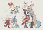 affectionate age_progression ambiguous/ambiguous ambiguous_gender anthro anthro_on_anthro biped chest_tuft cold duo evolutionary_family fur hug interspecies intimate scarf simple_background sitting snow standing surprise tuft white_background white_body white_fur yura_inaho nintendo pokemon cinderace drizzile generation_8_pokemon inteleon lagomorph mammal pokemon_(species) raboot reptile scalie scorbunny sobble 2019 colored signature