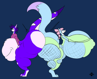 ambiguous_gender animal_print anthro belly big_belly big_breasts big_butt breasts butt clothed clothing duo erect_nipples female fishnet_clothing fishnet_legwear fur hair hair_drills huge_belly huge_breasts huge_butt hyper hyper_belly hyper_breasts hyper_butt legwear leopard_print male male/female nipple_outline nipples open_mouth overweight pantsless pouch_(anatomy) smile tail text thick_thighs topwear wide_hips mimic12455 mimickairatta wolfaroo canid canine canis hybrid kangaroo macropod mammal marsupial alpha_channel digital_media_(artwork) english_text hi_res