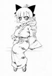 asian_clothing big_breasts breasts clothing east_asian_clothing female huge_breasts japanese_clothing kimono not_furry solo young arekishi uni_(arekishi) elf humanoid model_sheet monochrome