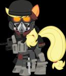 armor assault_rifle blonde_hair female feral gun hair headgear helmet knife looking_at_viewer ranged_weapon rifle simple_background solo transparent_background weapon zvn friendship_is_magic hasbro killzone my_little_pony sony_corporation sony_interactive_entertainment applejack_(mlp) earth_pony equid equine horse mammal pony absurd_res alpha_channel hi_res