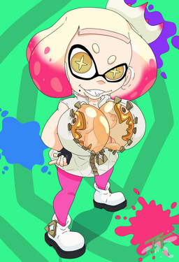 areola black_clothing black_gloves black_handwear breasts clothed clothing cross_pupils crown female fingerless_gloves footwear gloves green_background hair handwear headgear legwear looking_at_viewer markings mole_(marking) mole_under_mouth multicolored_hair navel nipples open_clothing open_topwear pink_areola pink_hair pink_nipples pink_tights pseudo_hair shoes short_hair simple_background small_breasts smile solo tan_body tan_hair tan_skin tentacle_hair tentacles thick_thighs tights topwear two_tone_hair white_clothing white_footwear white_shoes wide_hips yellow_eyes zipper toughtips nintendo splatoon pearl_(splatoon) animal_humanoid aquatic aquatic_humanoid cephalopod cephalopod_humanoid humanoid inkling mollusk mollusk_humanoid squid_humanoid absurd_res hi_res
